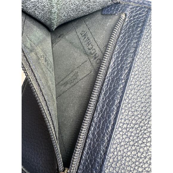 Vintage Longchamp Navy Blue Pebbled Leather Buckle trifold Wallet France - Picture 13 of 14